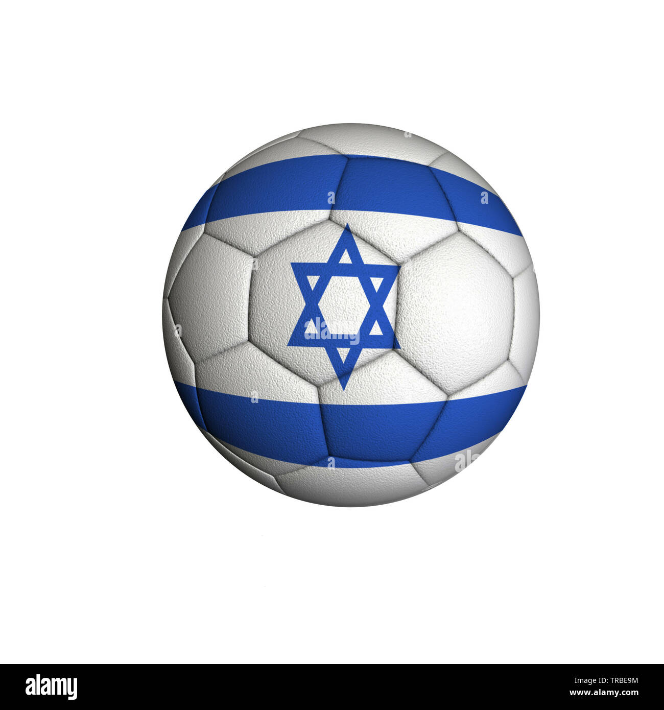 Fußball mit der Flagge von Israel isoliert auf weißem Hintergrund Stockfoto