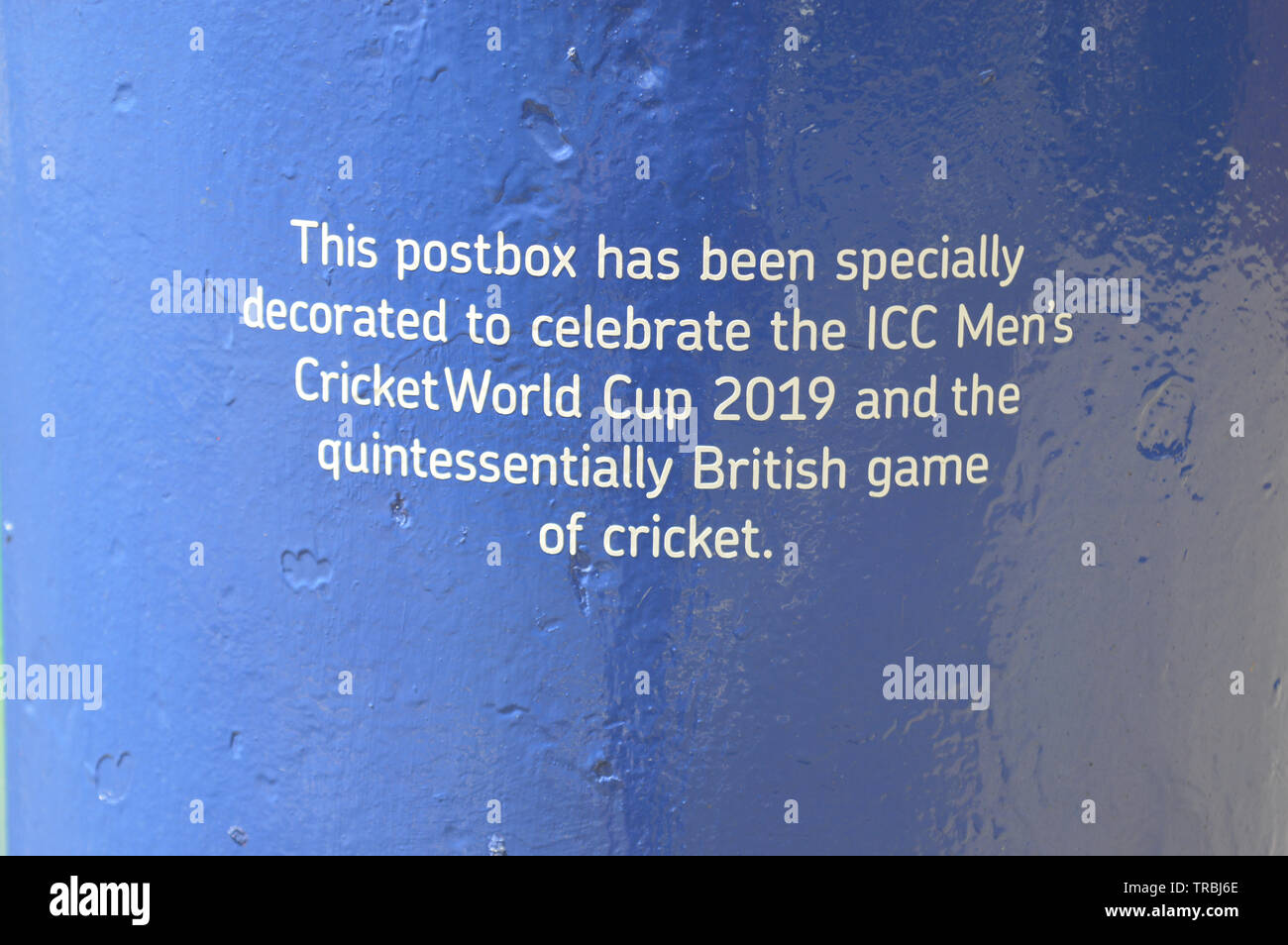 London, Großbritannien. Juni 2019. Royal Mail enthüllt in London eine Sonderausgabe für den Cricket World Cup auf der St. John’s Wood Road. Stockfoto