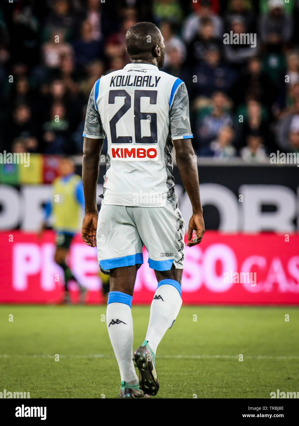 Wolfsburg, Deutschland, 11. August 2018: Fußballspieler, Kalidou Koulibaly 26, während ein Fußballspiel auf 2018 - 2019 saison. Stockfoto