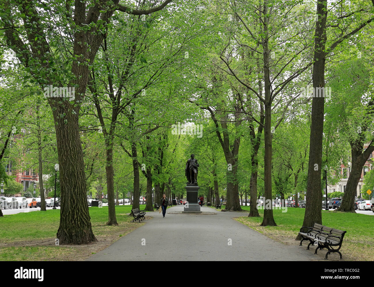 Boston, Massachusetts - 23. Mai 2019: General John Glover Monument entlang der Commonwealth Avenue Mall Stockfoto