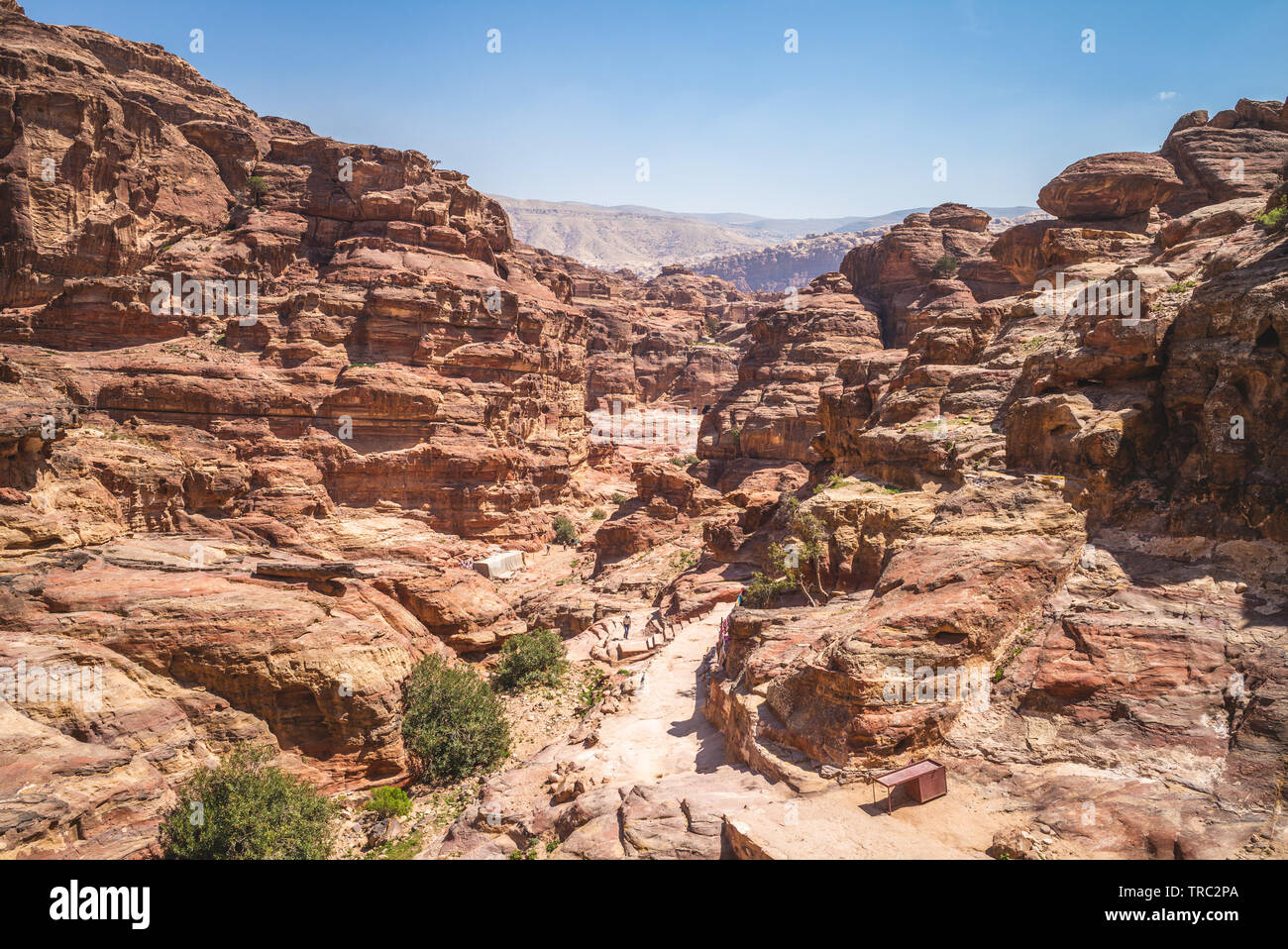 Landschaft von Petra, einer historischen Stadt in Jordanien Stockfoto