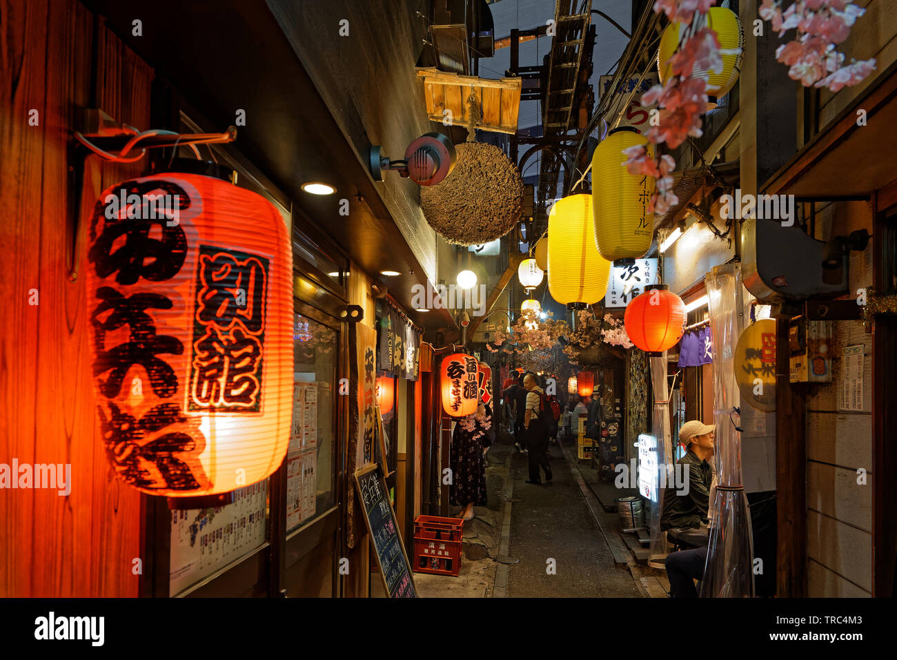 Tokio, Japan, 18. Mai 2019: Kleine Straßen von Shinjuku. Der Großraum Tokio Fläche ist als die bevölkerungsreichsten Metropolregion der Welt. Stockfoto