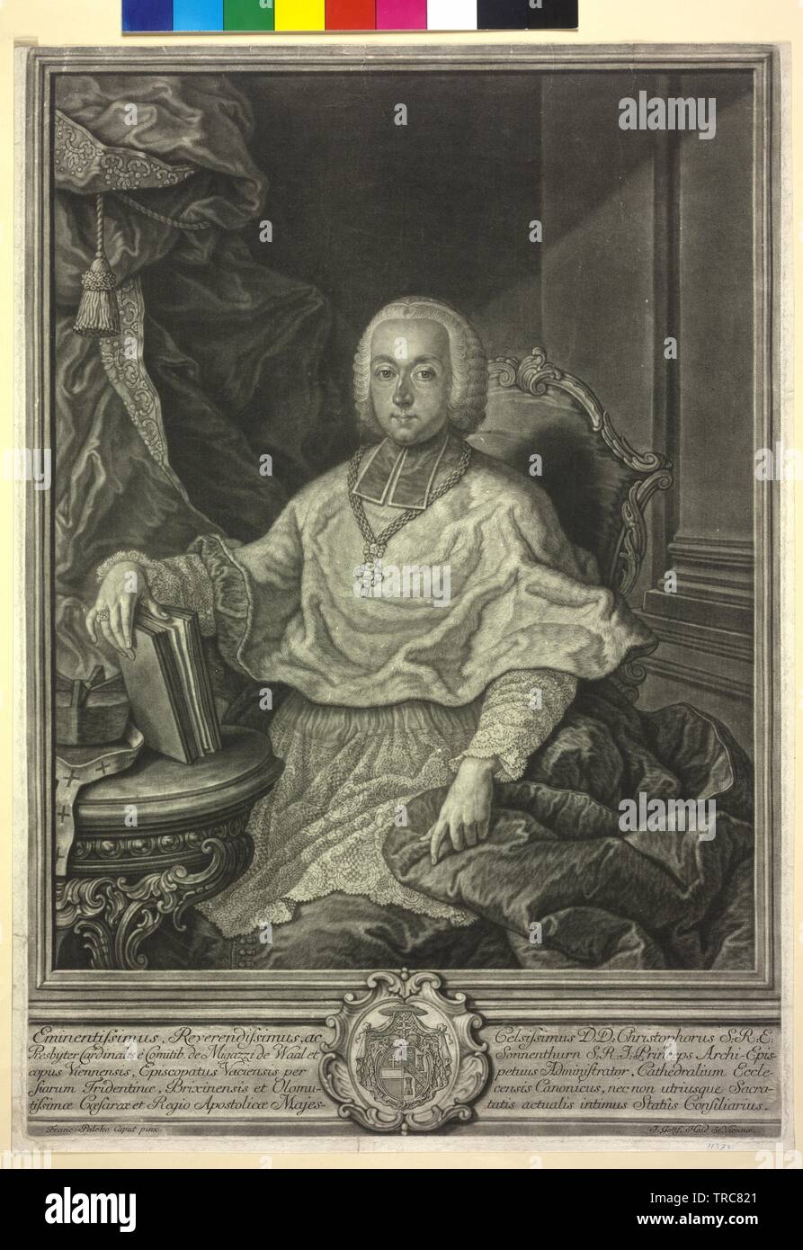 Migazzi von Bank- und Sonnenthurm, Christoph Anton Graf, Kupferstich von Johann Gottfried Haid zu Franz Palko, Additional-Rights - Clearance-Info - Not-Available Stockfoto