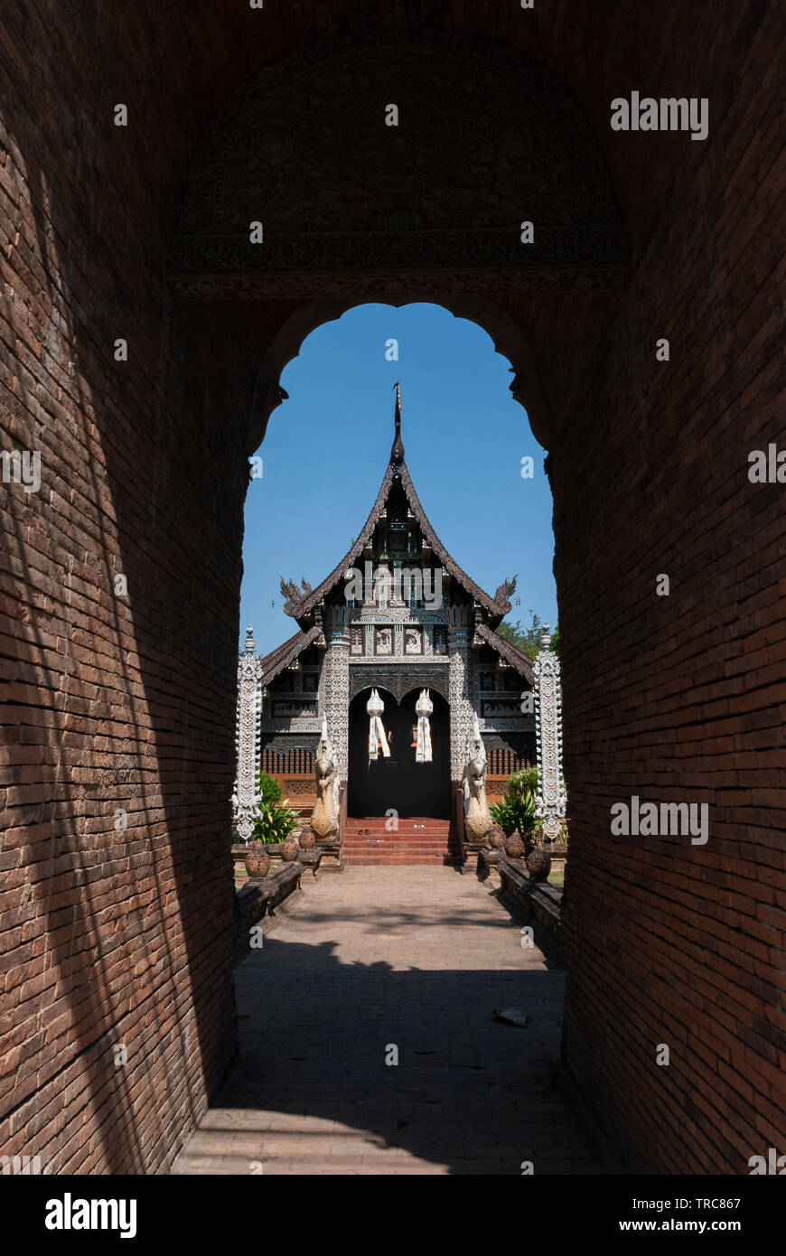 Tempel Wat Lok Molee in Chiang Mai, Thailand, Lanna Stil Tempel in Holz Stockfoto