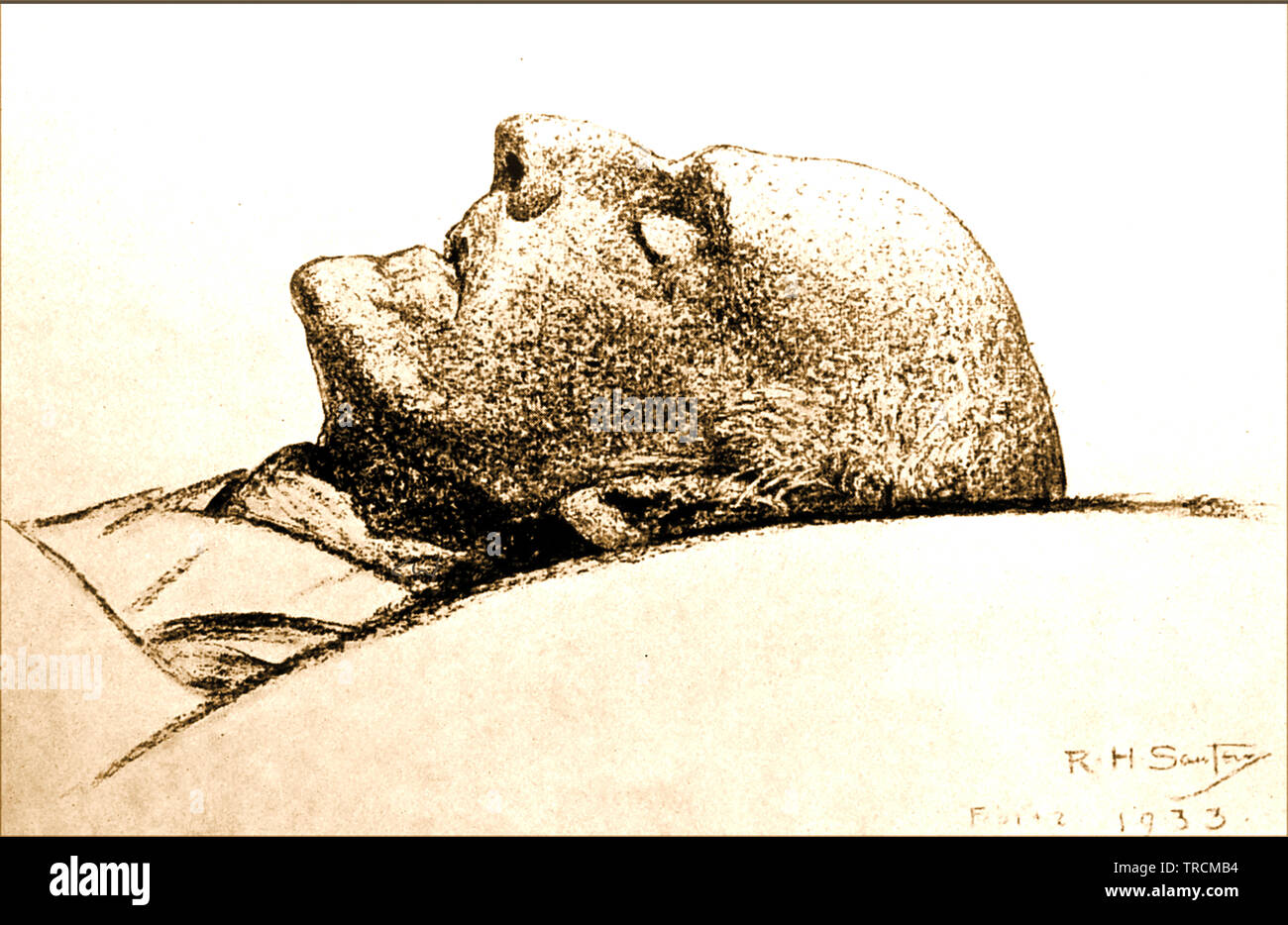 Eine seltene Skizze der Schriftsteller John Galsworthy auf dem Sterbebett Stockfoto