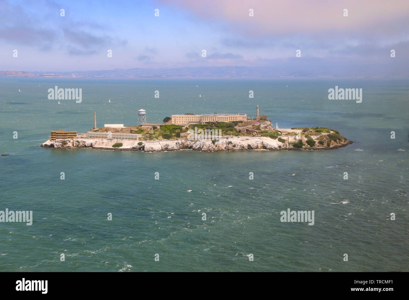 Luftaufnahme von Alcatraz, San Francisco Bay, Kalifornien Stockfoto