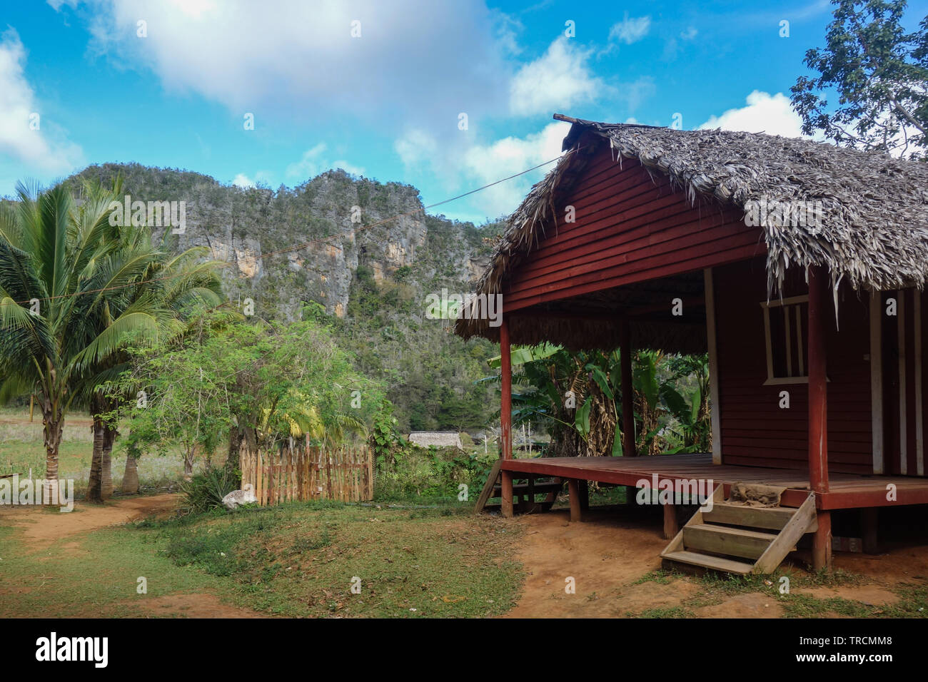 Kleine Farm mit einer Terrasse in der berühmten Reiseziel und UNESCO Welterbe Tal von Vinales Pinar del Rio, Kuba Stockfoto