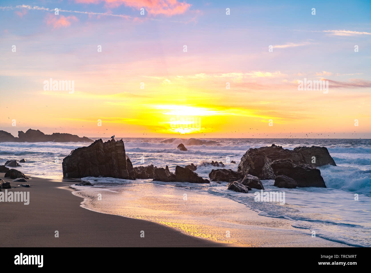 Schönen Sonnenuntergang entlang Highway 1 an der Küste von Big Sur, Kalifornien. Stockfoto