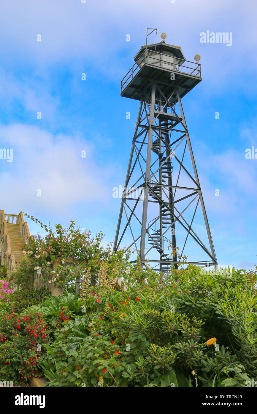Watch Tower, Alcatraz, San Francsico Bay, Kalifornien Stockfoto