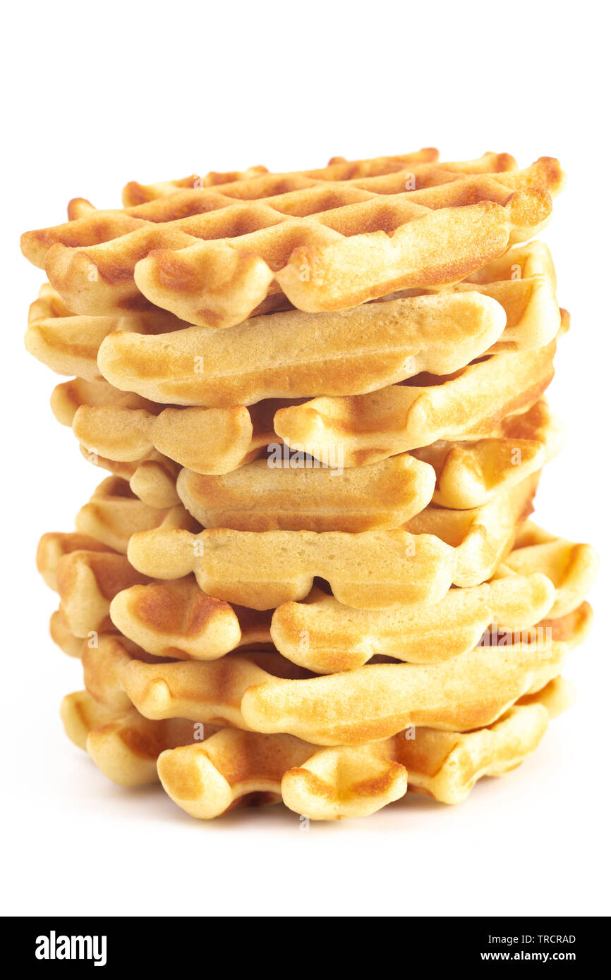 Klassische Belgische Waffeln isoliert auf weißem Hintergrund Stockfoto