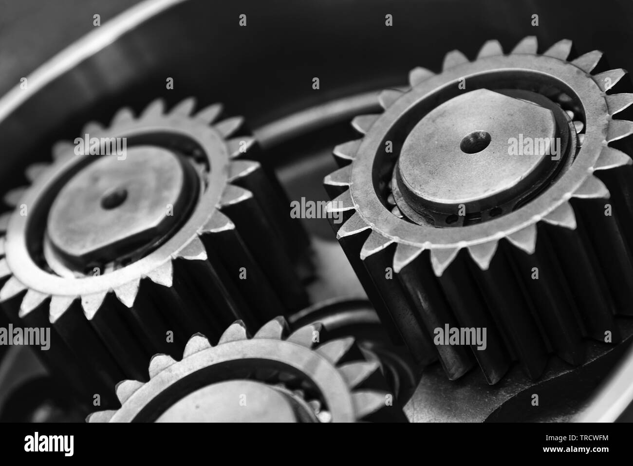 Full Frame industriellen Hintergrund-gang Metall Räder in Nahaufnahme. Stockfoto