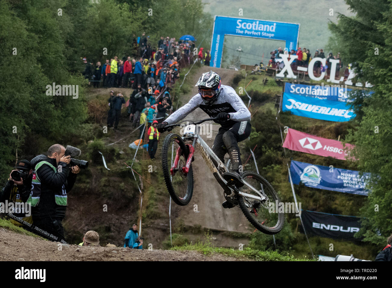 Mark Wallace racing in der UCI Mountainbike Weltcup 2019 Stufe 2 Elite Men's final, Fort William, Schottland, UK Stockfoto