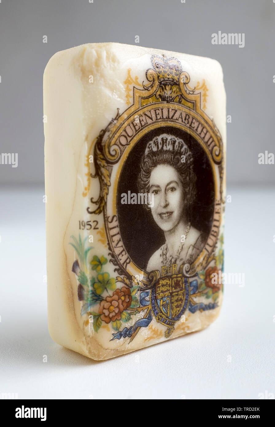 Eine Bar von Vintage Neuheit Souvenir Soap-Queens Jubilee Stockfoto