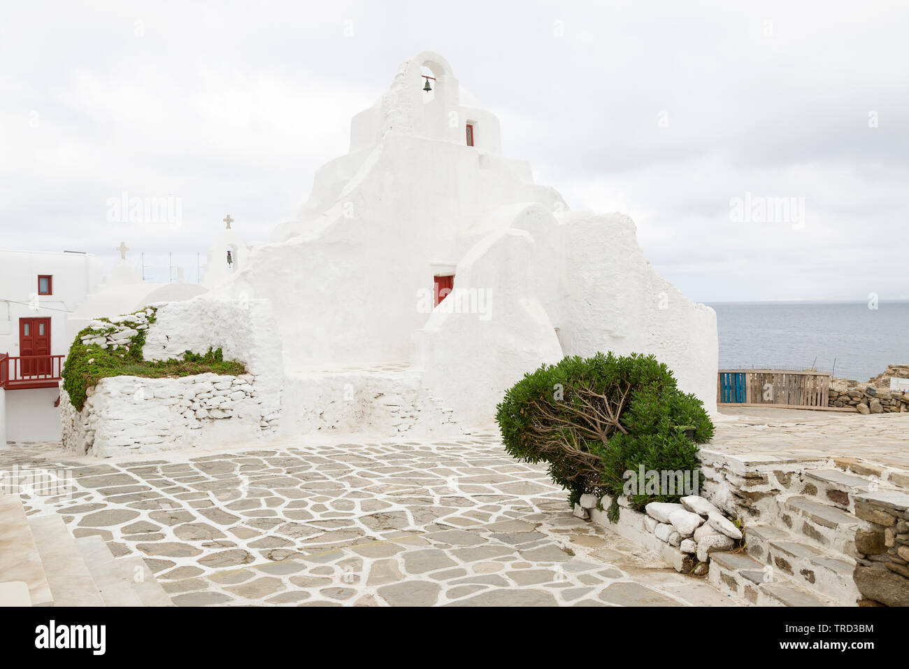 Die beliebten Panagia Paraportiani, Griechisch-orthodoxen Kirche auf der Insel der Kykladen von Mykonos, der fotografierte Kirche in der Welt. Stockfoto