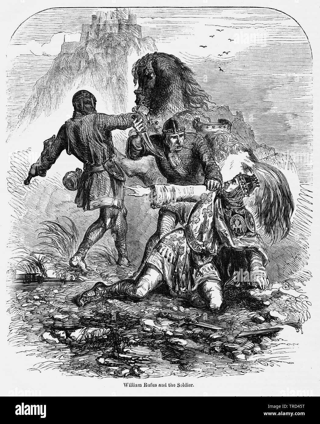 William Rufus und der Soldat, Illustration von John's Cassell Illustrated Geschichte Englands, Bd. I aus der frühesten Periode der Herrschaft von Edward der Vierten, Cassell, Petter und Galpin, 1857 Stockfoto