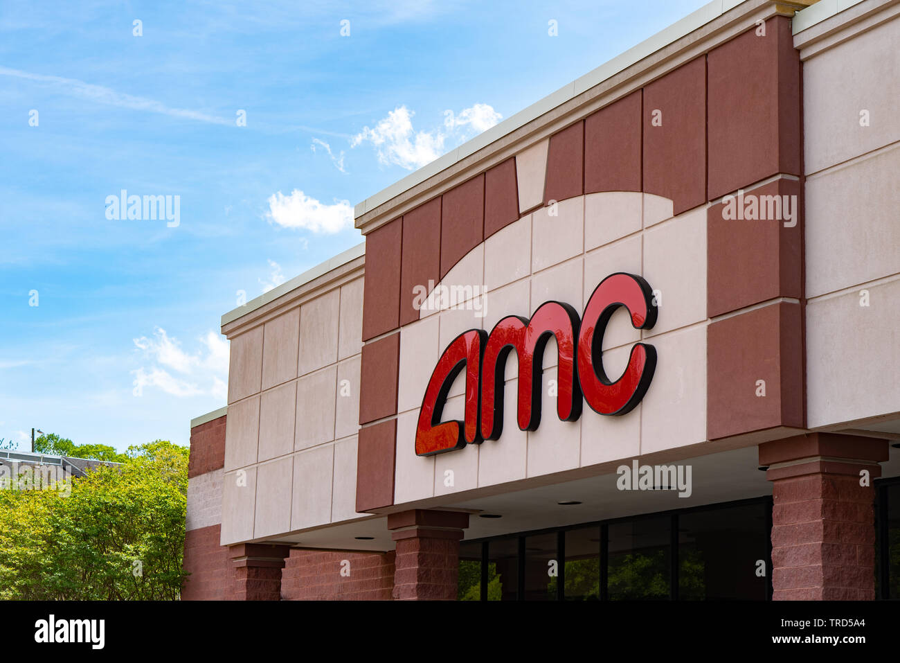 Dies ist das Logo für AMC-Kinos, das ist eine amerikanische Kette von Motion picture Kinos. Stockfoto