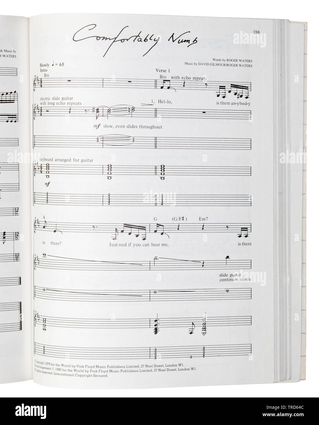 Musik für bequem Taub von Pink Floyd die Wand Gitarre Tabulatur Buch Stockfoto