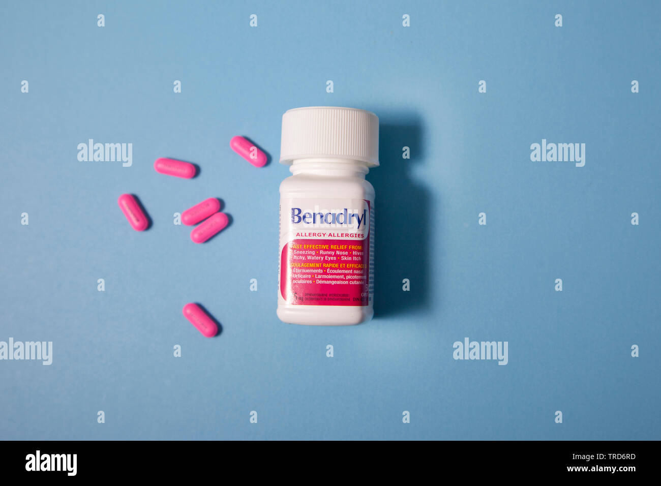 Halifax, Kanada - Juni 1, 2019: Benadryl ist eine Droge, die Hilft bei Allergien Stockfoto