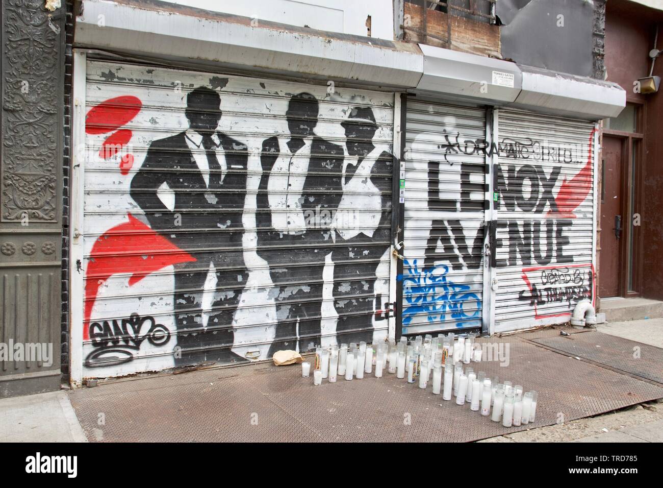 Ein Tribut an der Lenox Avenue in Harlem, New York City, USA Stockfoto