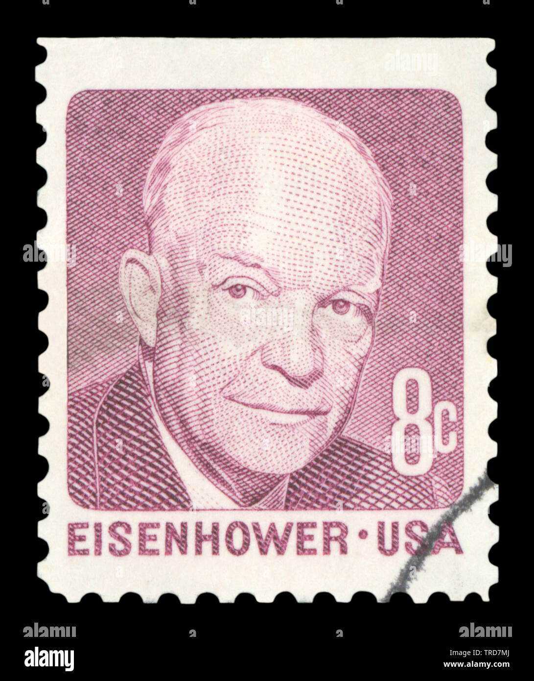Vereinigte STAATEN VON AMERIKA - ca. 1971: einen gebrauchten Briefmarke aus den USA, zeigt ein Porträt des ehemaligen US-Präsidenten Dwight D. Eisenhower, circa 1971. Stockfoto