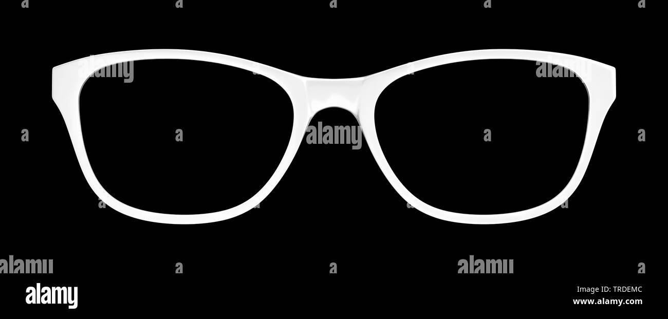 Weiße Brille auf schwarzem Hintergrund, Computer Grafik Stockfoto