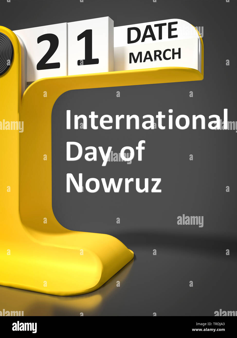 3D Computer Grafik, Kalender mit dem 21. März: INTERNATIONALER TAG DES NOWRUZ Stockfoto