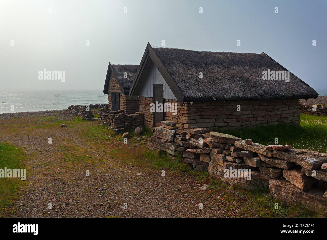 Restaurierte Gebäude der ein historisches Fischerdorf, Schweden, Oeland Stockfoto