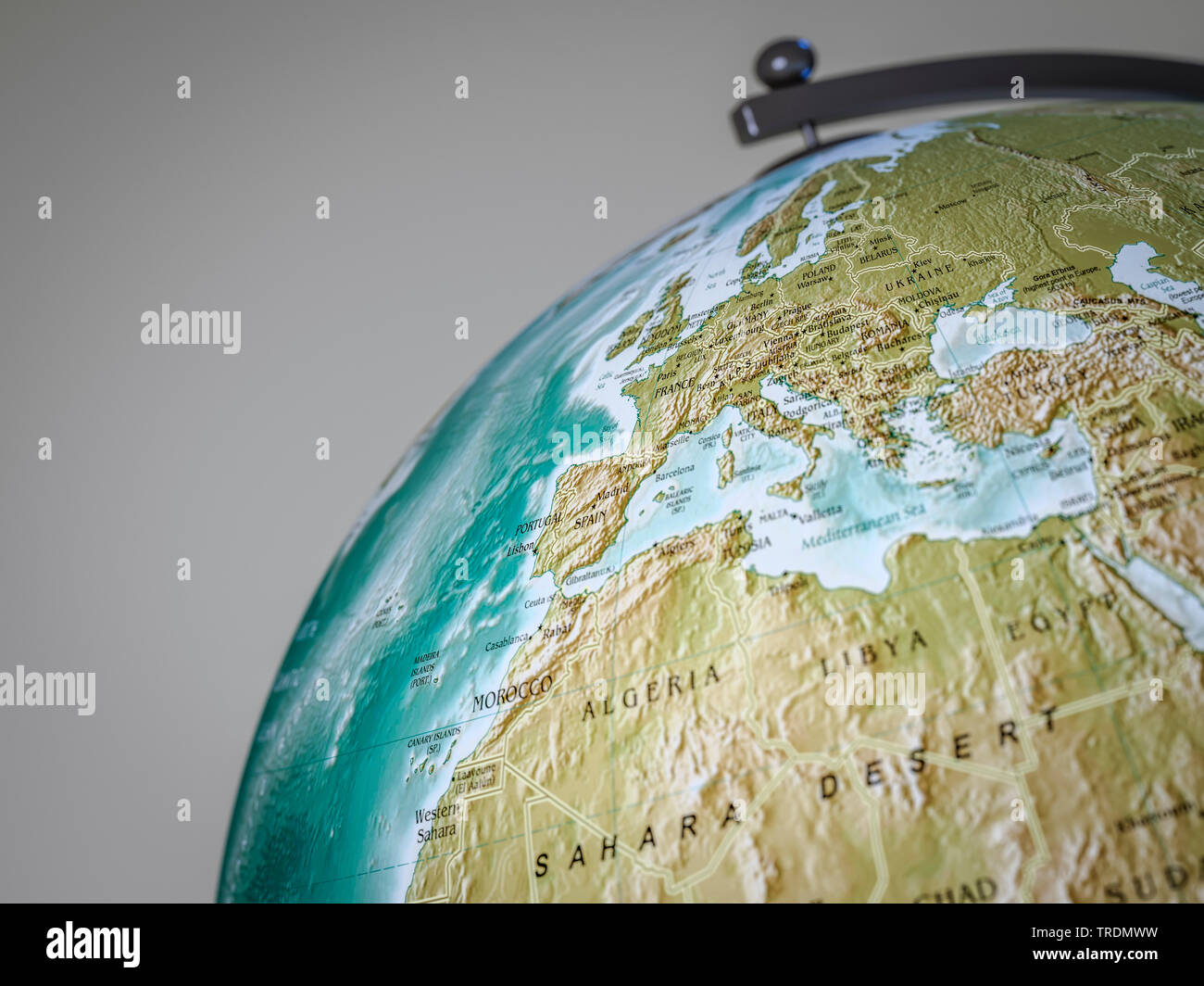 3D-Rendering eines Globus zeigt Europa Stockfoto