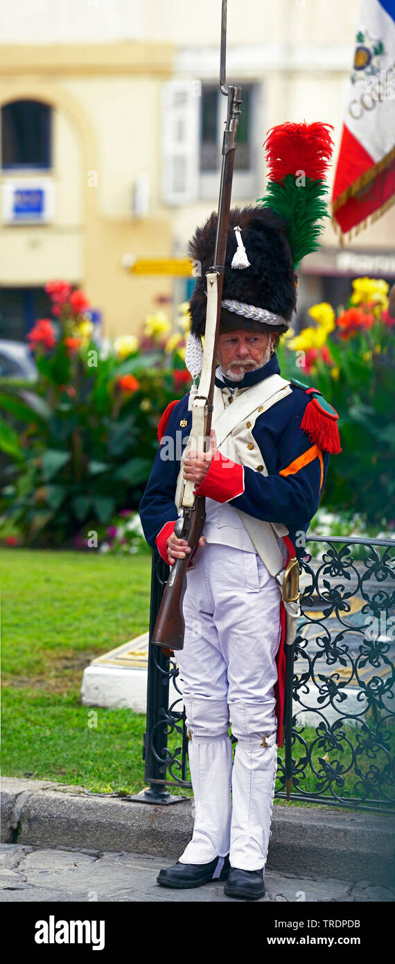 Soldat der Napoleon Bonaparte Armee im 19. Jahrhundert, Frankreich, Korsika, Ajaccio Stockfoto