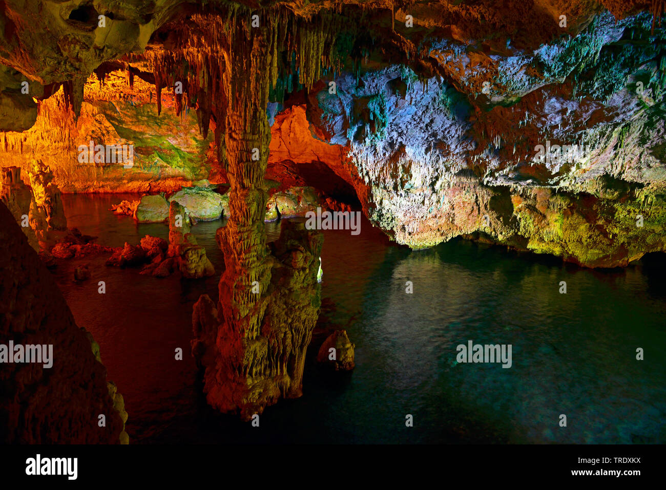 Tropfsteinhöhlen die Höhle von Neptun Grotte, Italien, Sizilien, Capo Caccia, Alghero Stockfoto