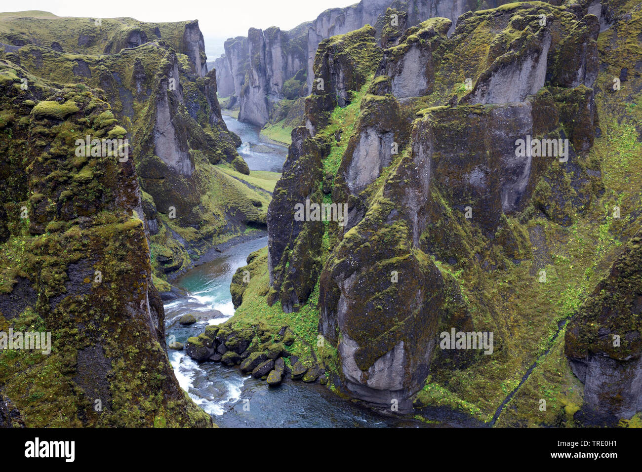 Canyon Fjathrargljufur, Island, Kirkjubaejarklaustur Stockfoto
