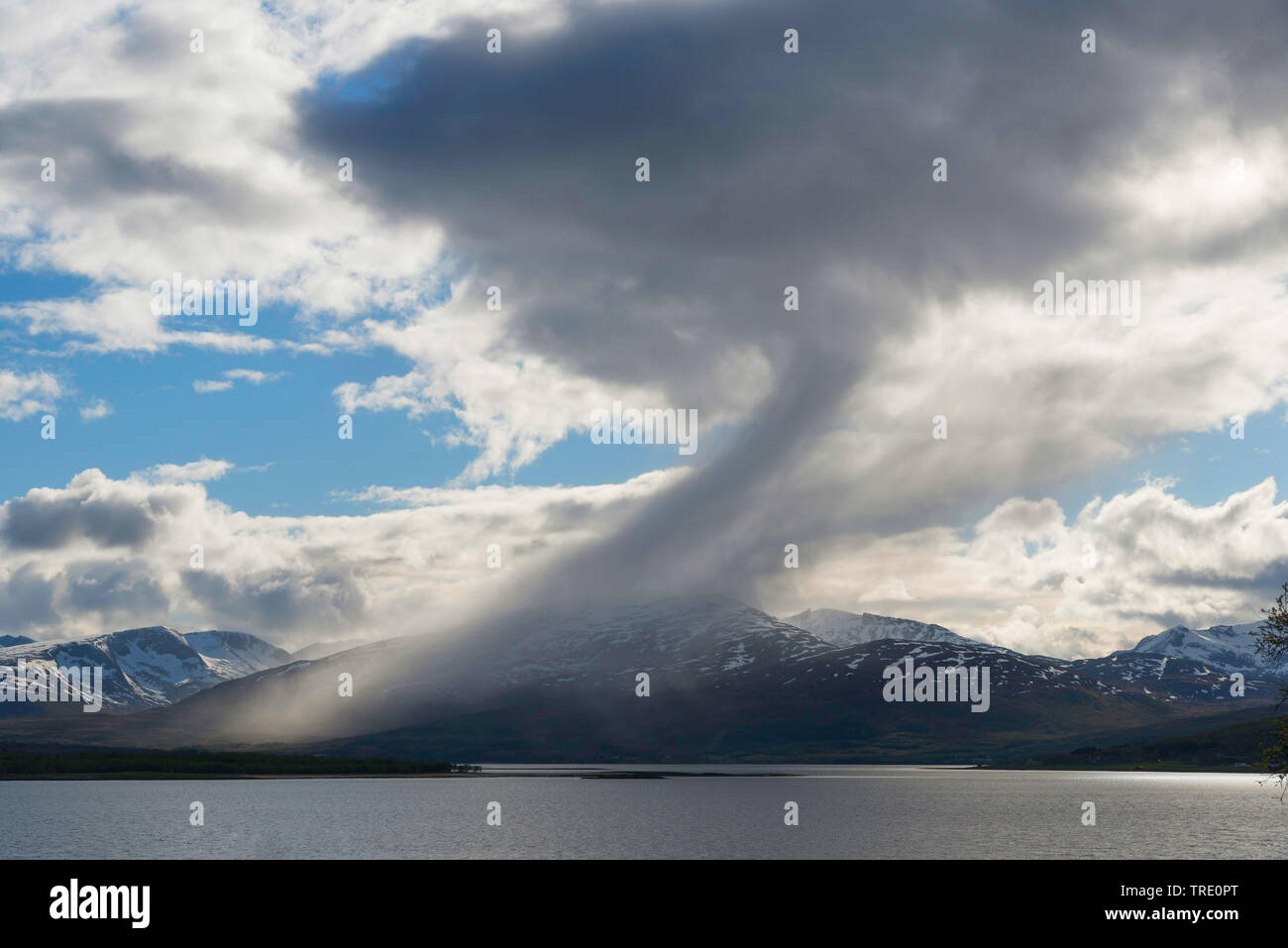 Regendusche, Norwegen, Troms, Norwegen Troms Stockfoto