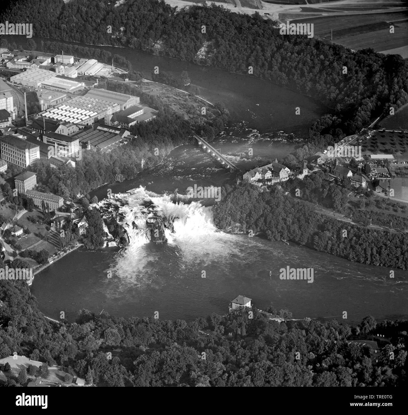 Rheinfall bei Schaffhausen, historische Luftaufnahme, 03.09.1962, Schweiz Stockfoto