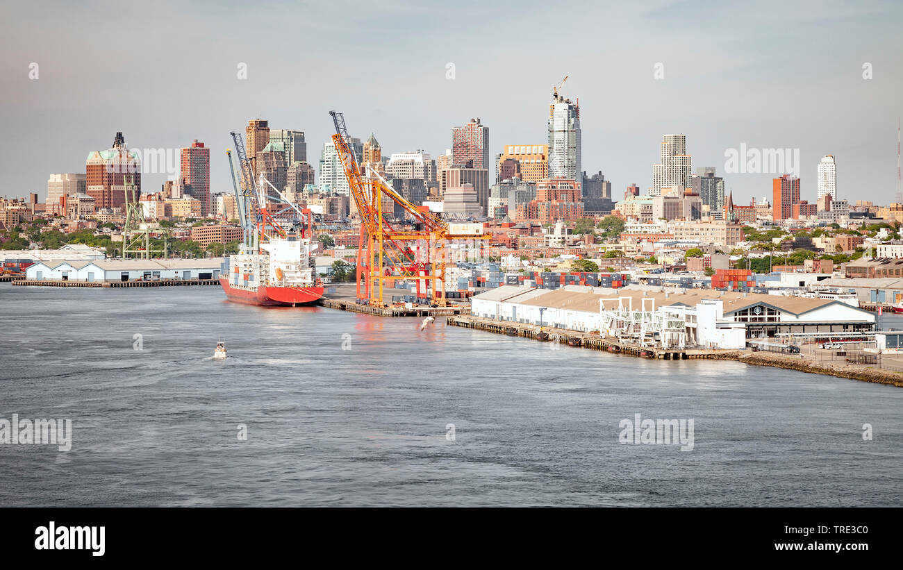 Hafen in Brooklyn, Luftaufnahme, USA, New York City Stockfoto