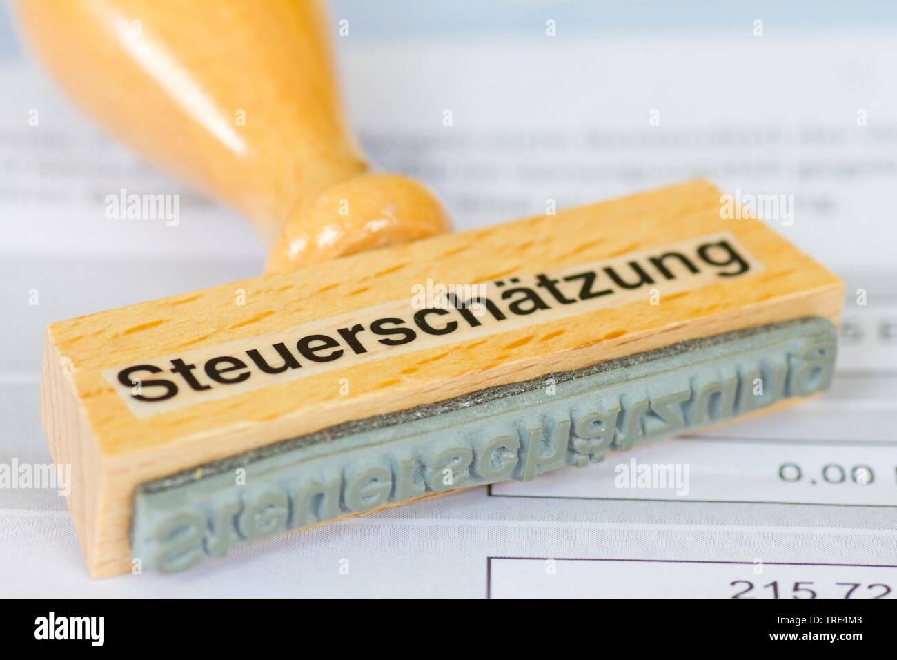 Stempel Schriftzug Steuerschaetzung, willkürliche Beurteilung, Deutschland Stockfoto