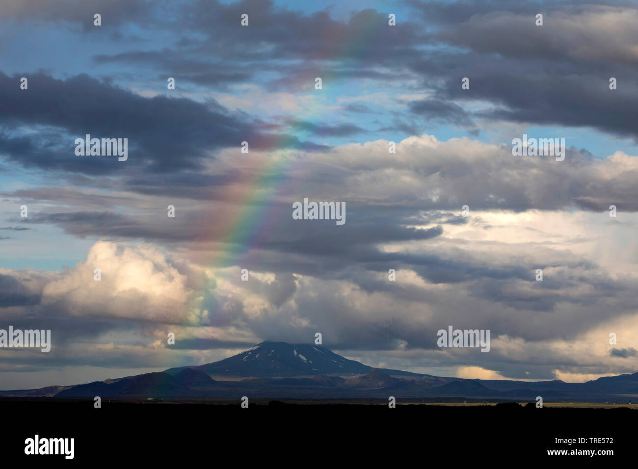 Hecla, Vulkan, Regenbogen, Island, Island Stockfoto