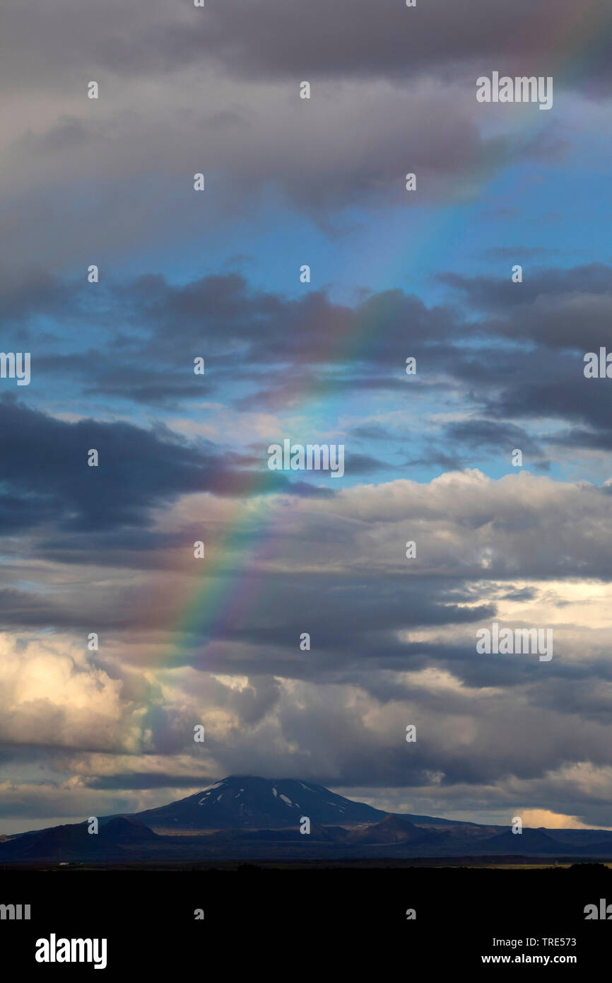 Hecla, Vulkan, Regenbogen, Island, Island Stockfoto