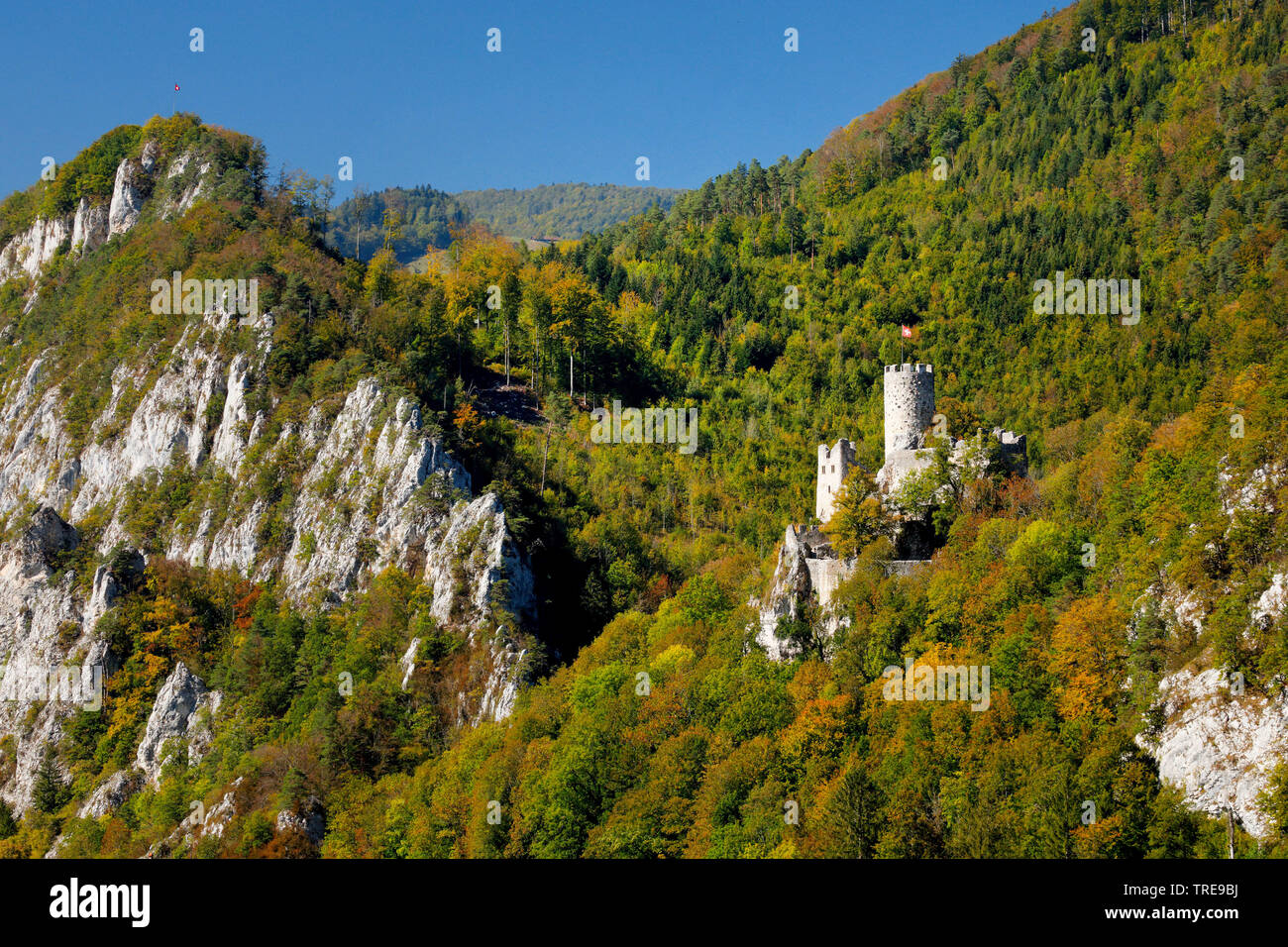 Ruine Neu-Falkenstein, neue Falkenstein, Schweiz, Solothurn, Balsthal Stockfoto