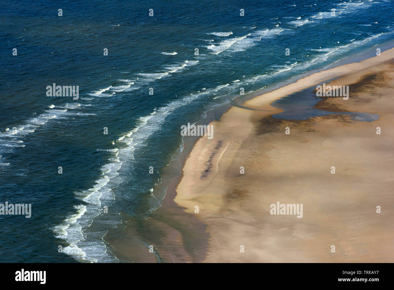 Suederoogsand, Westküste, Luftaufnahme, Deutschland, Schleswig-Holstein, schleswig-holsteinischen Nationalpark Wattenmeer Stockfoto