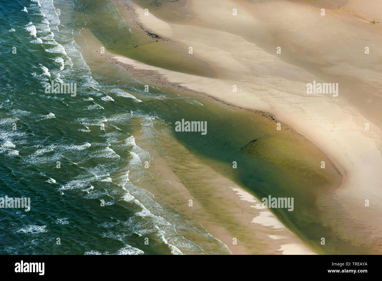 Suederoogsand, Westküste, Luftaufnahme, Deutschland, Schleswig-Holstein, schleswig-holsteinischen Nationalpark Wattenmeer Stockfoto