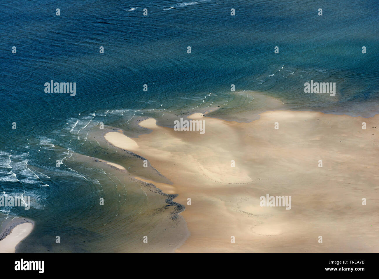 Suederoogsand, Westküste, Luftaufnahme, Deutschland, Schleswig-Holstein, schleswig-holsteinischen Nationalpark Wattenmeer Stockfoto
