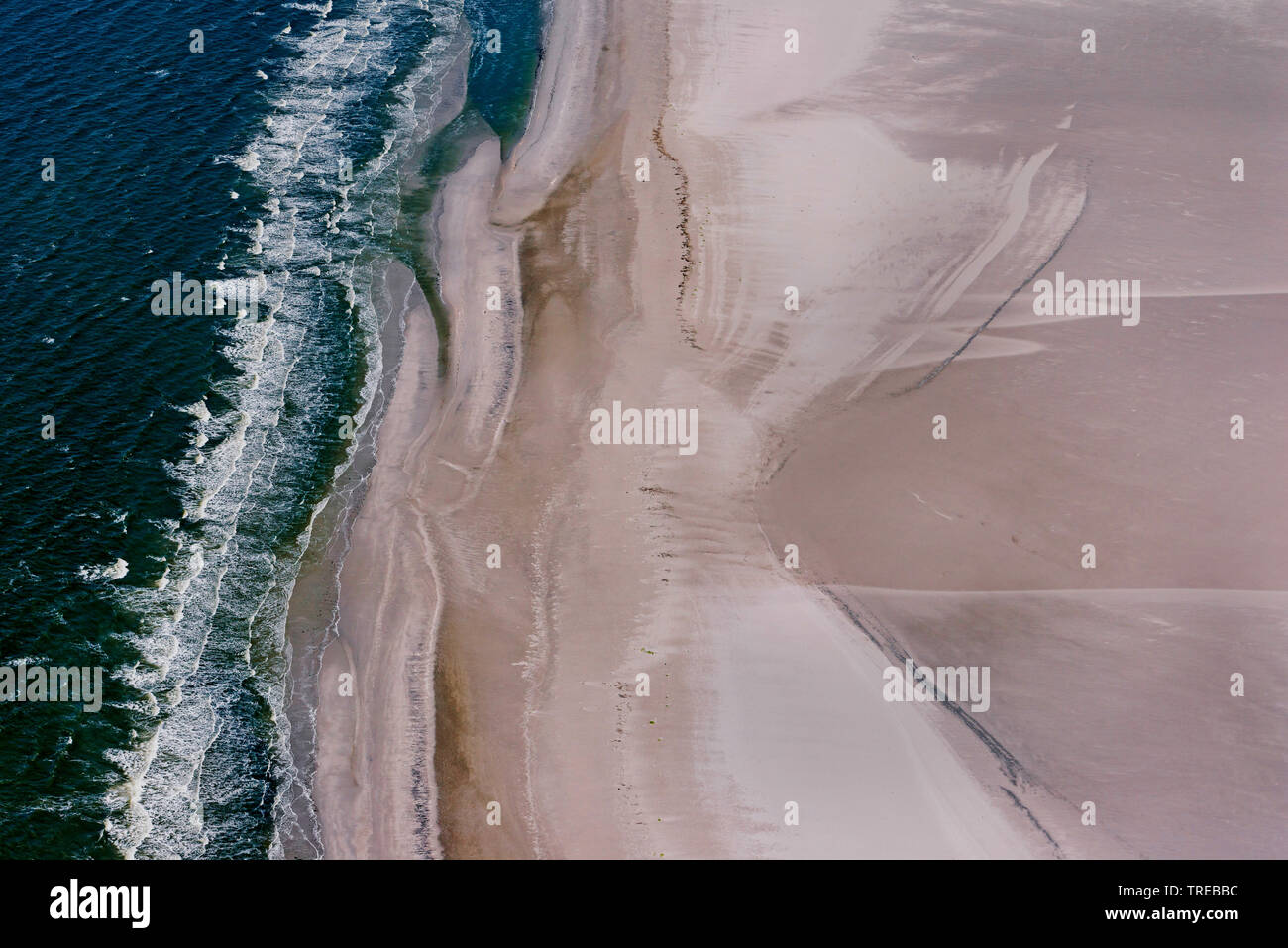 Luftaufnahme der Sandbank Kniesand, Deutschland, Schleswig-Holstein, schleswig-holsteinischen Nationalpark Wattenmeer, Amrum Stockfoto