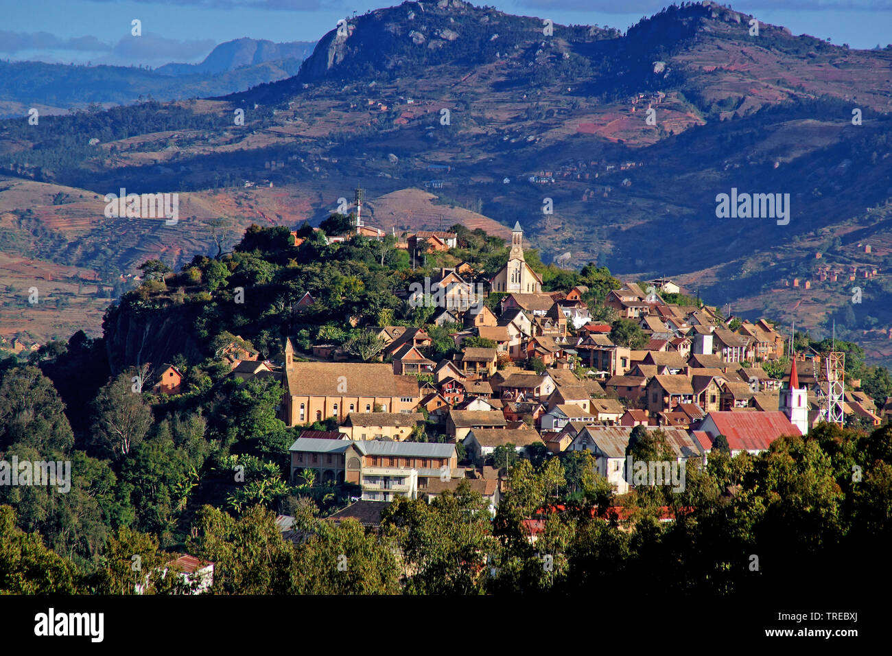 Blick auf Fianarantsoa, Madagaskar, Mahajanga Stockfoto