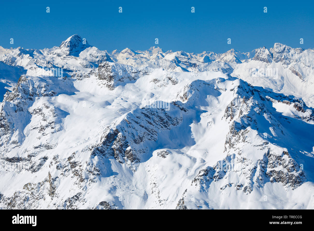 Piz Platta - 3392 m, Blick vom Piz Corvatsch, Schweiz, Graubünden, Oberengadin Stockfoto