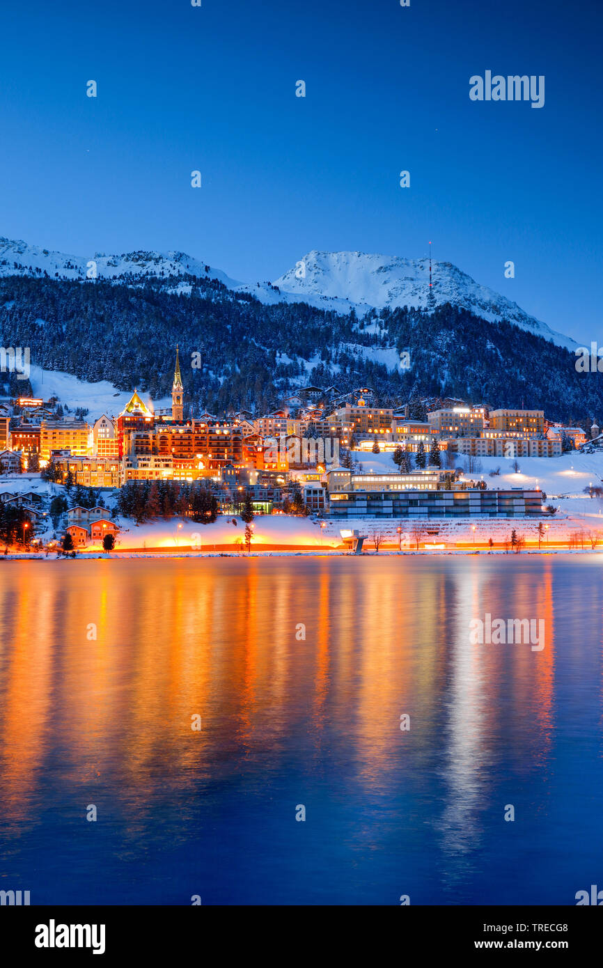 St. Moritz und St. Moritz, Schweiz, Graubünden, Oberengadin Stockfoto