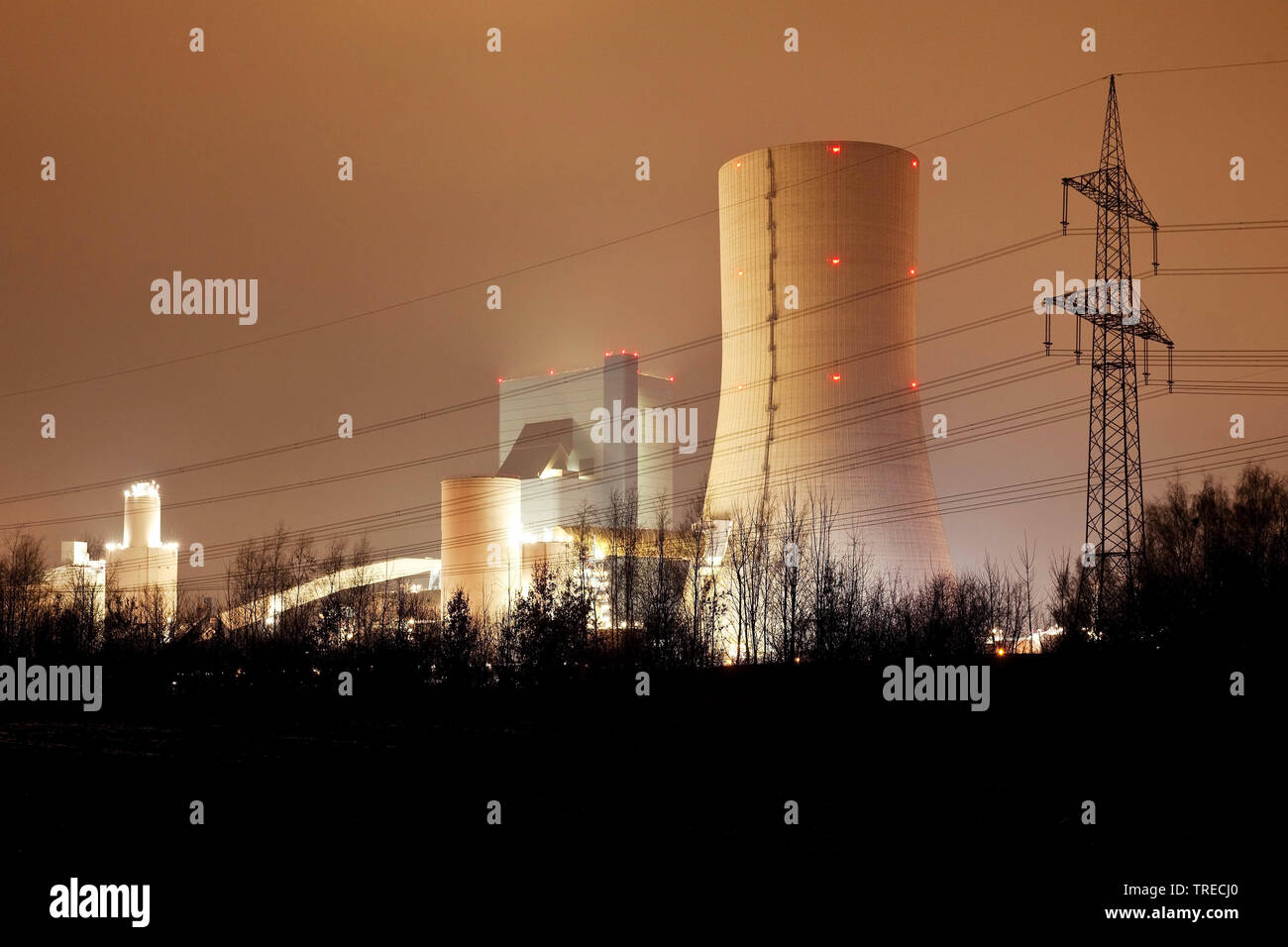 Steinkohlekraftwerk Datteln am Abend, Kohle Phase-out 2038, Deutschland, Nordrhein-Westfalen, Ruhrgebiet, Datteln Stockfoto