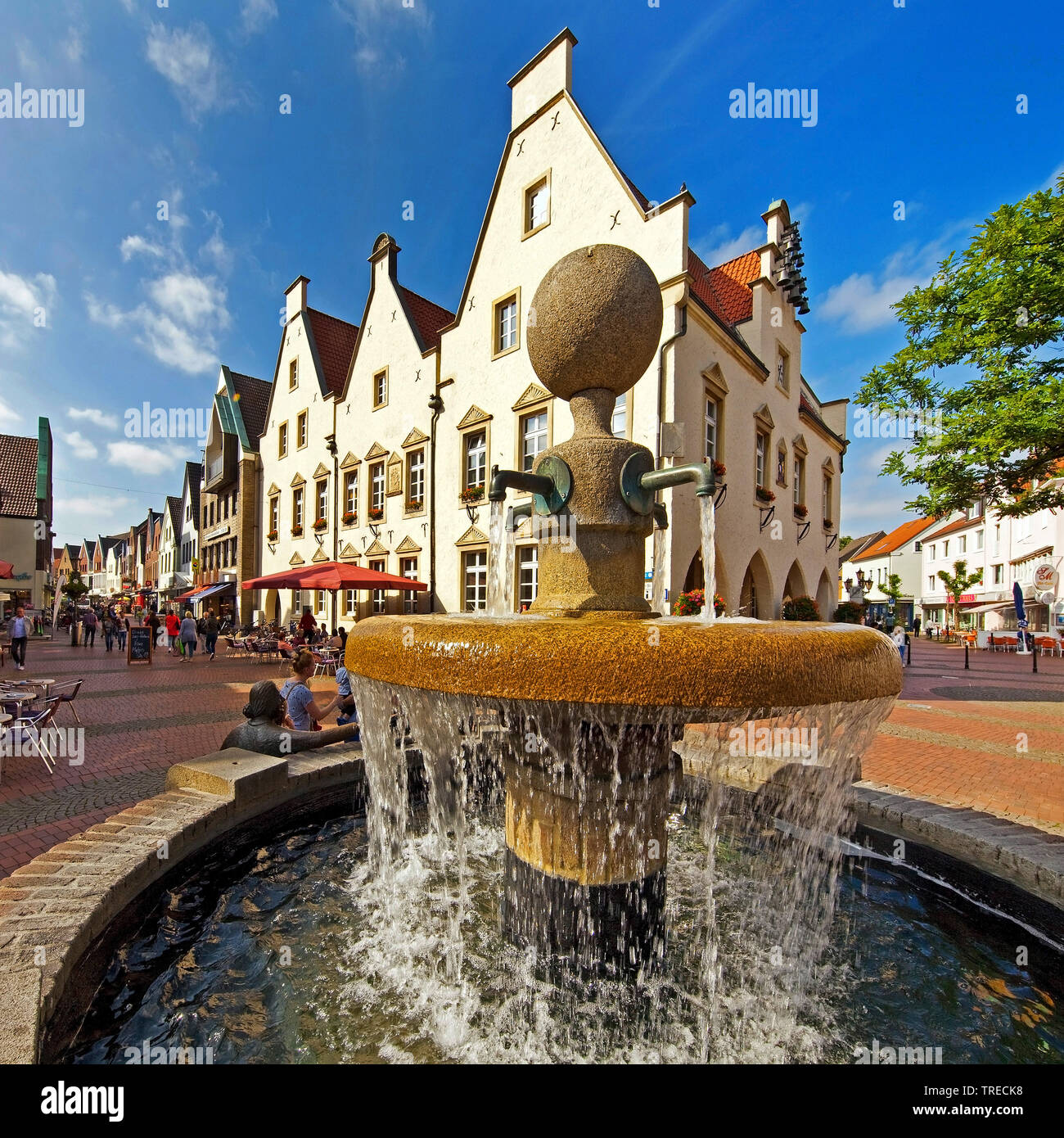 Olt Stadt mit Marktbrunnen und Altes Rathaus, Deutschland, Nordrhein-Westfalen, Haltern am See Stockfoto