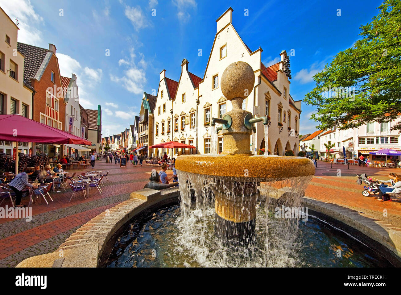 Olt Stadt mit Marktbrunnen und Altes Rathaus, Deutschland, Nordrhein-Westfalen, Haltern am See Stockfoto