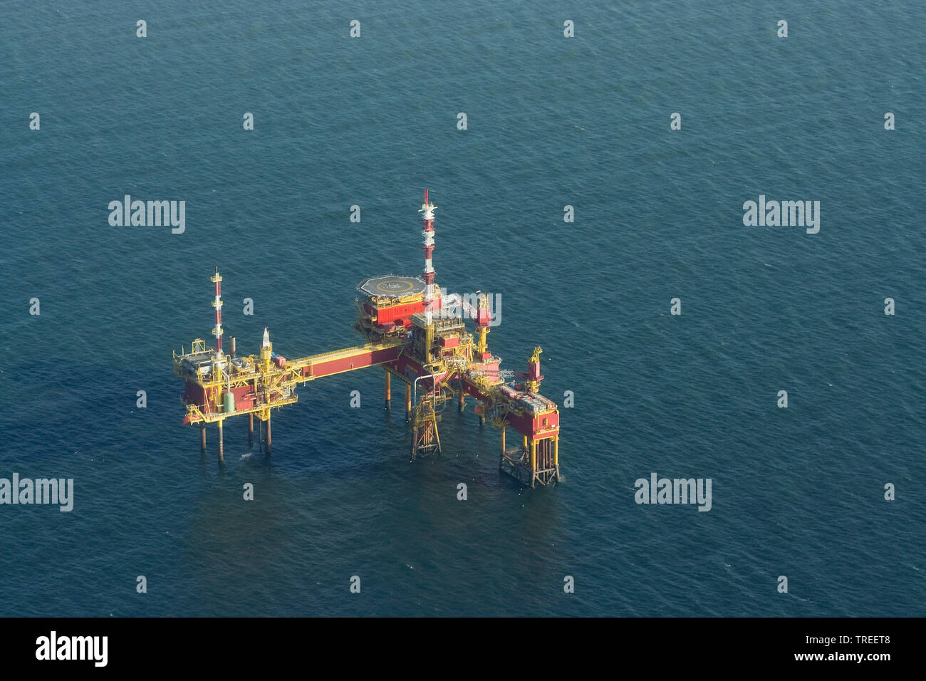 Bohrinsel im Wattenmeer, Niederlande, Friesland Stockfoto