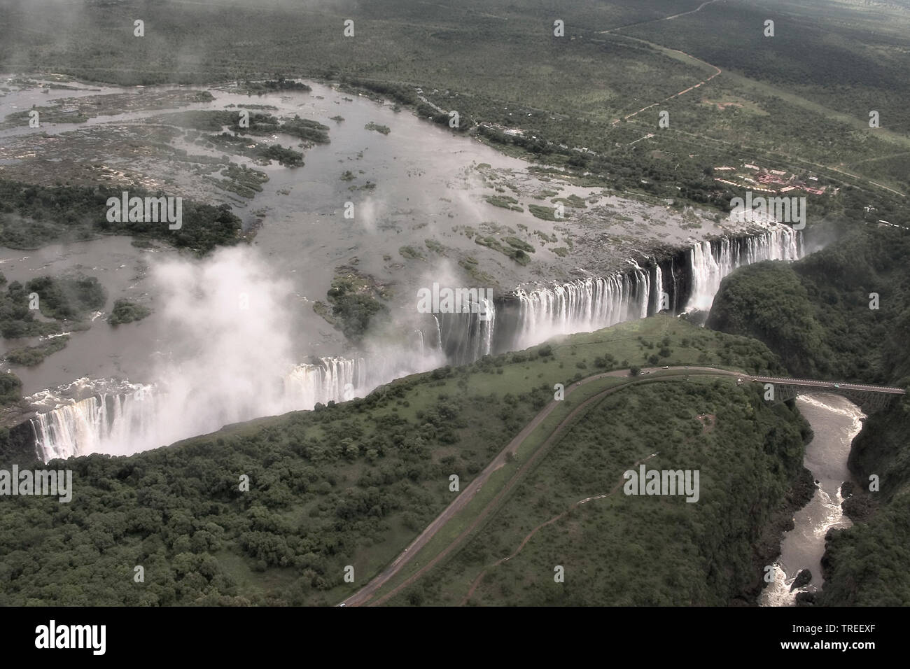 Luftaufnahme von Victoria Falls, Zambia, Victoria Falls National Park Stockfoto